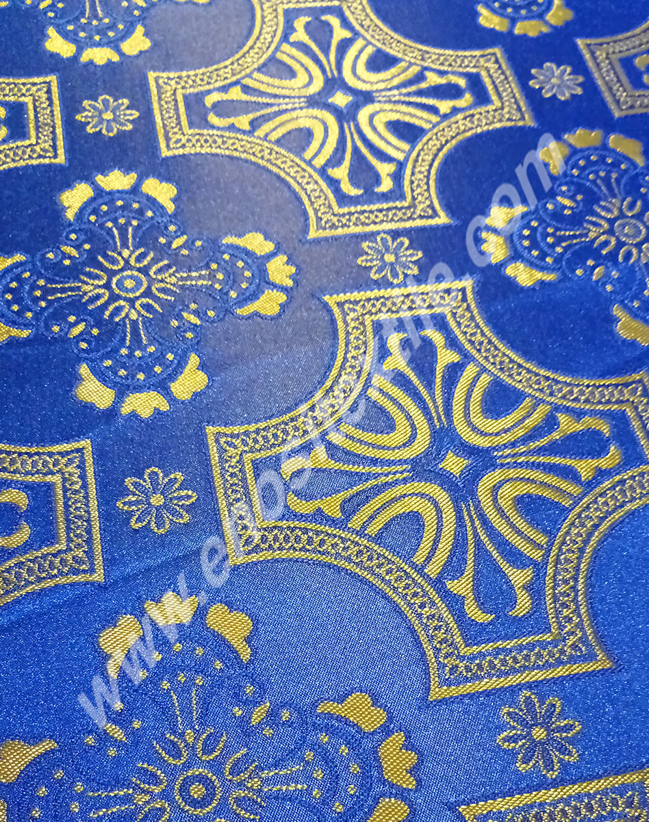 KL-032 Blue-Gold Brocade Fabrics